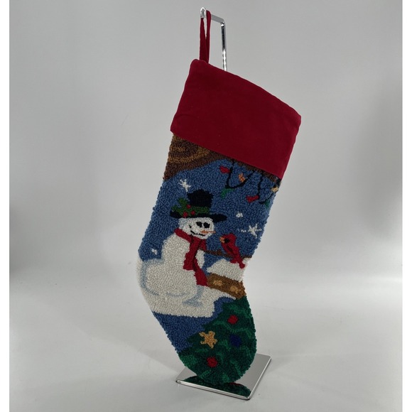 Christmas Stocking Hook Loop Snowman Cardinal Christmas Tree Lights Velvet, 21" - Picture 7 of 7